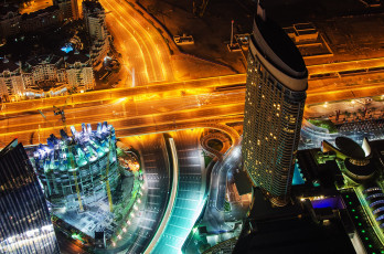 Картинка dubai +uae города дубаи+ оаэ uae дубай небоскрёб панорама дороги эстакада ночной город здания