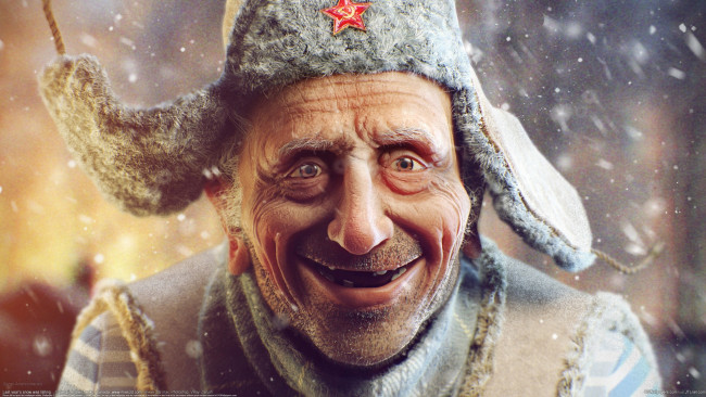 Обои картинки фото sergii andreichenko, юмор и приколы, дед, сергей, андрейченко, sergii, andreichenko, мужик, старик, звезда, ушанка, снег