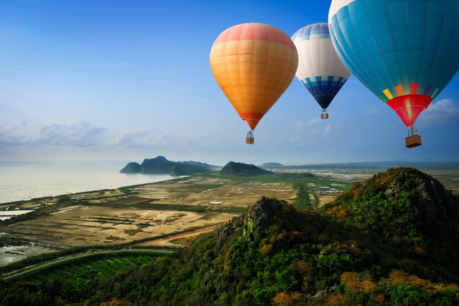 Обои картинки фото авиация, воздушные шары, шары, пейзаж