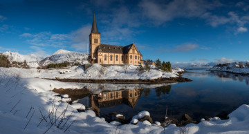 Картинка города -+католические+соборы +костелы +аббатства исландия храм зима