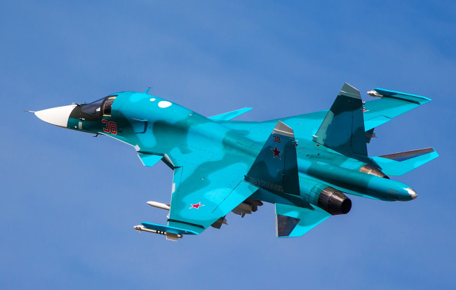 Обои картинки фото su-34, авиация, боевые самолёты, бомбардировщик