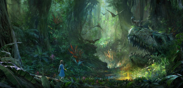 Картинка фэнтези пейзажи light jungle nature fantasy art