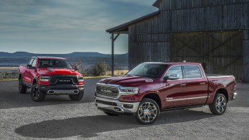 обоя dodge ram 1500 limited and ram 1500 rebel 2019, автомобили, ram, limited, dodge, 2019, rebel, 1500