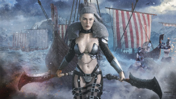 Картинка фэнтези девушки valkyria женщина корабли оружие