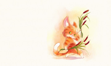 Картинка рисованное животные +коты детская виктория кошелева арт камыш котик рогоз