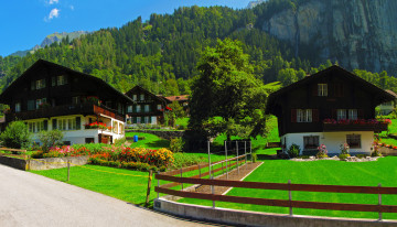 Картинка lauterbrunnen++швейцария города -+улицы +площади +набережные швейцария трава цветы улица дома