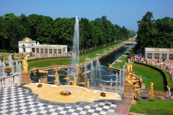 Картинка golden+fountains+-+peterhoff+-st+petersburg+russia города санкт-петербург +петергоф+ россия парковый ансамбль