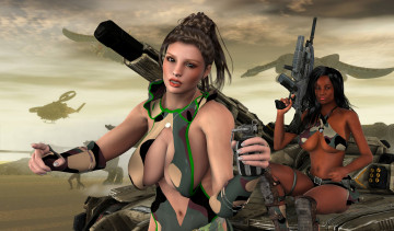 Картинка 3д+графика фантазия+ fantasy оружие фон взгляд девушки