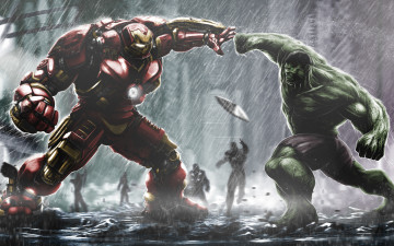 Картинка рисованное кино hulkbuster броня tony stark hulk bruce banner avengers age of ultron