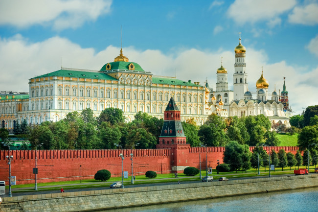 Обои картинки фото города, москва , россия, кремль, набережная, москва, река
