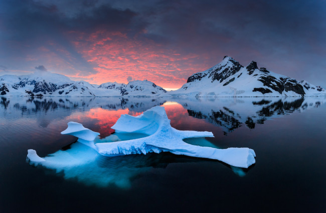 Обои картинки фото природа, реки, озера, море, фьорд, лёд, снег, горы