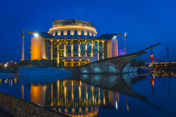 Картинка national+theatre города будапешт+ венгрия огни ночь