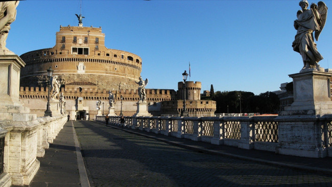 Обои картинки фото города, рим,  ватикан , италия, мост, статуи