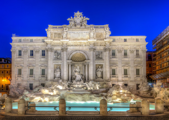 Обои картинки фото trevi fountain, города, рим,  ватикан , италия, фонтан, дворец, ночь