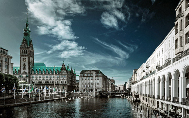 Обои картинки фото города, гамбург , германия, мост, река