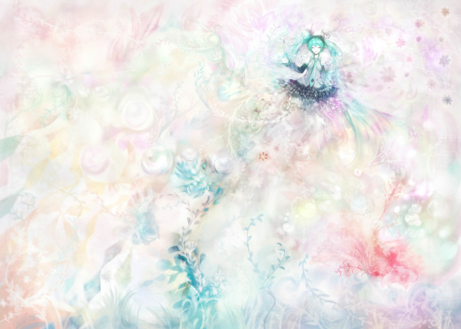 Обои картинки фото аниме, vocaloid, цветы, девушка, галстук