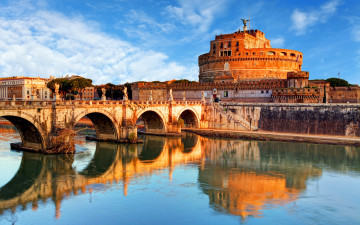 Картинка aelian+bridge tiber+river города рим +ватикан+ италия aelian bridge tiber river