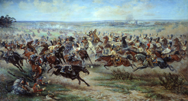 Обои картинки фото мазуровский, кавалерийский, бой, рисованные, виктор