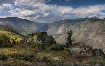 Картинка природа горы перевал кату-Ярык горный алтай река Чулышман