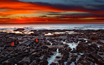 Картинка природа побережье закат тучи отлив море
