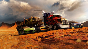 обоя кино, фильмы, transformers, грузовик, пустыня
