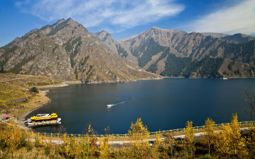 Картинка природа пейзажи китай озеро синьцзян тянь-шань
