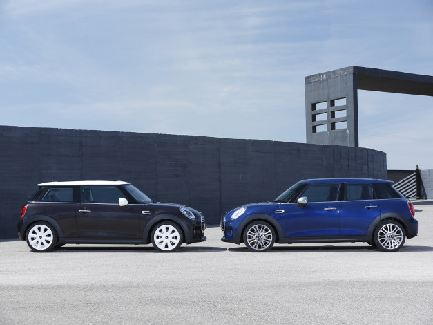 Обои картинки фото автомобили, mini, f56, голубой, 2014г, cooper, d