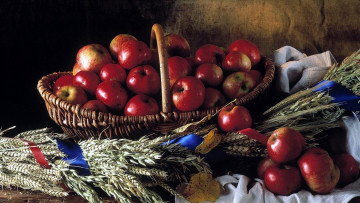 Картинка еда Яблоки яблоки корзинка урожай
