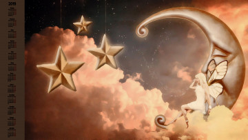 Картинка календари фэнтези луна звезда крылья девушка