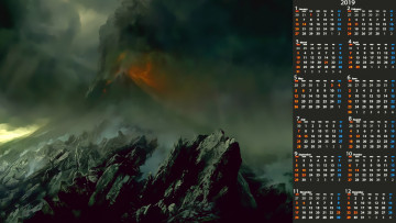 Картинка календари фэнтези извержение лава камень вулкан