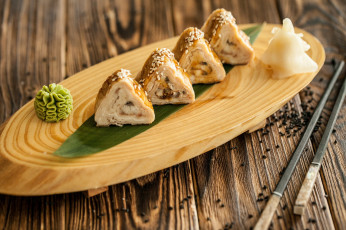 Картинка еда рыба +морепродукты +суши +роллы японская кухня суши роллы имбирь васаби