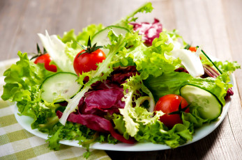 Картинка еда салаты +закуски овощной салат зелень помидоры огурцы