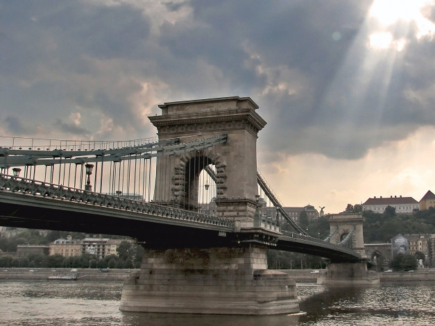 Обои картинки фото chain, bridge, budapest, города, будапешт, венгрия