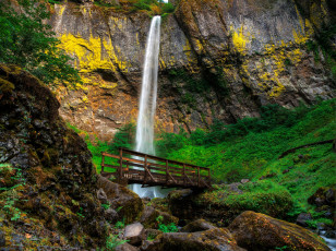 Картинка природа водопады скалы водопад мост река обрыв горы