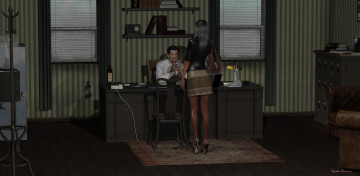 Картинка 3д+графика люди+ people фон мужчина офис девушка взгляд