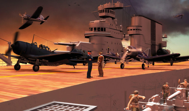 Обои картинки фото 3д графика, армия , military, солдаты, самолеты, авианосец