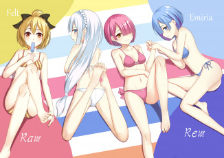 Картинка аниме re +zero+kara+hajimeru+isekai+seikatsu девушки