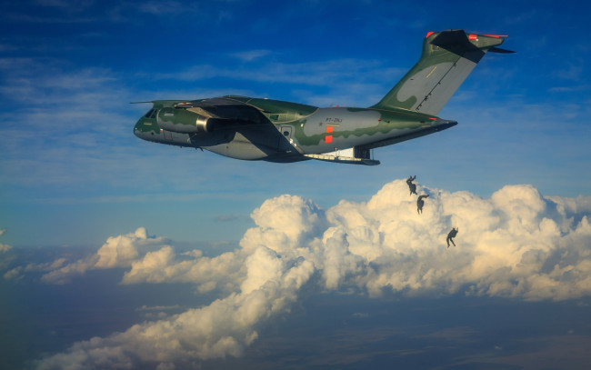 Обои картинки фото авиация, военно-транспортные самолёты, brazilian, air, force, embraer, fab, kc-390
