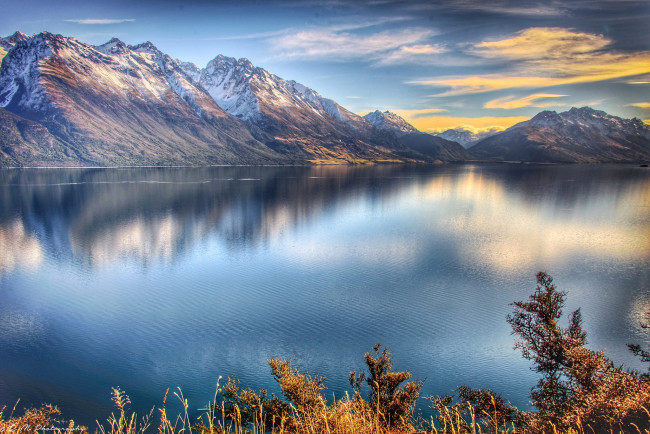 Обои картинки фото природа, реки, озера, новая, зеландия, озеро, горы, водная, гладь