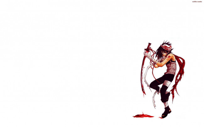 Обои картинки фото аниме, naruto, меч, саске, кровь, учиха, маска