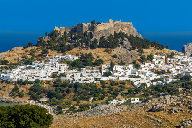 Обои картинки фото lindos, rhodes, greece, города, - дворцы,  замки,  крепости