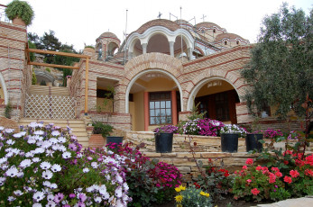 Картинка греция тасос города здания дома сад дом