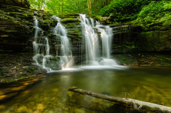 Картинка природа водопады лес камни ручей лето