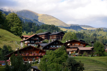 Картинка швейцария гриндельвальд города пейзажи городок горы
