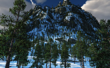 Картинка break time природа горы снега лес
