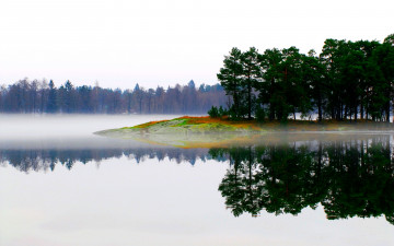 Картинка lake in fog природа реки озера лес туман озеро
