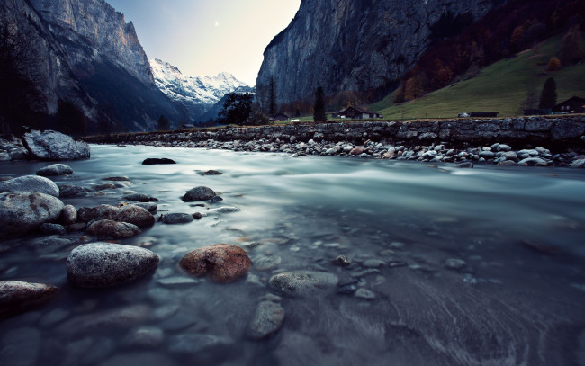 Обои картинки фото природа, реки, озера, switzerland, швейцария, горы, река, камни