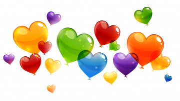 Картинка векторная+графика сердечки воздушные шарики