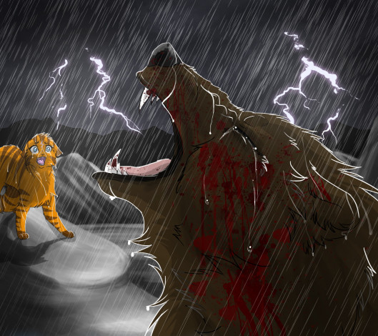 Обои картинки фото рисованные, животные,  медведи, дождь, слёзы, кровь, медведь