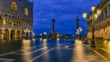 Картинка venice города венеция+ италия дворец ночь площадь